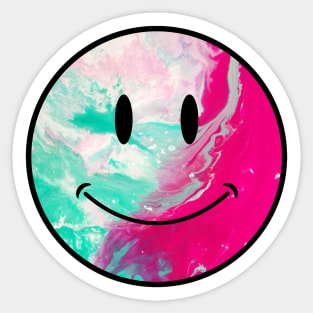 electric neon psychedelic oil spill smiley face Sticker